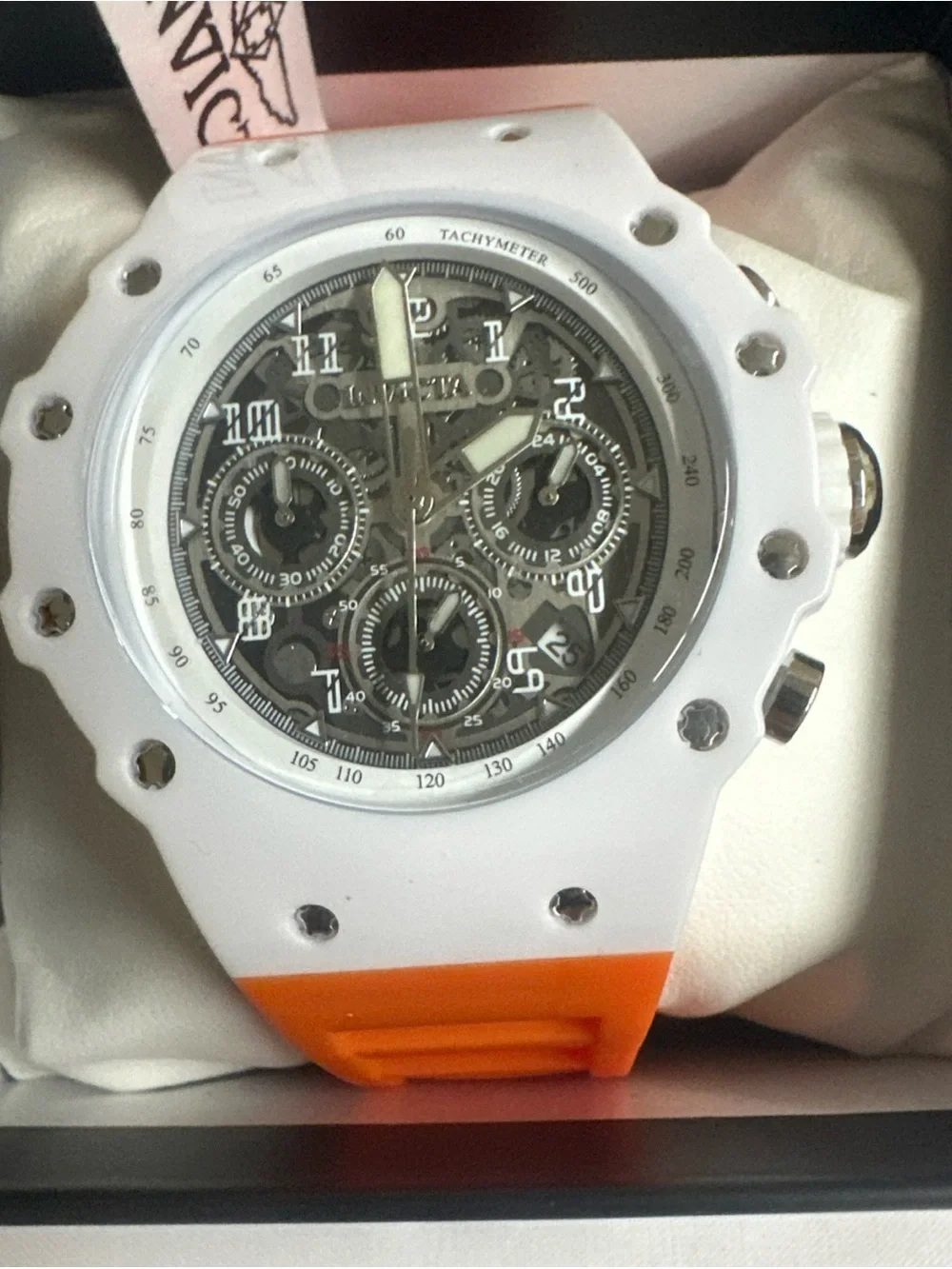 (276) Invicta White and Orange Sport Watch